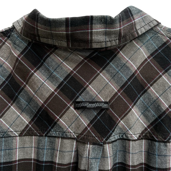 Vans Off the Wall men’s plaid button down shirt size X-Large brown short sleeve - Picture 4 of 9